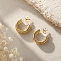 Personalized Twisted Mini Hoop Earrings 18K Gold