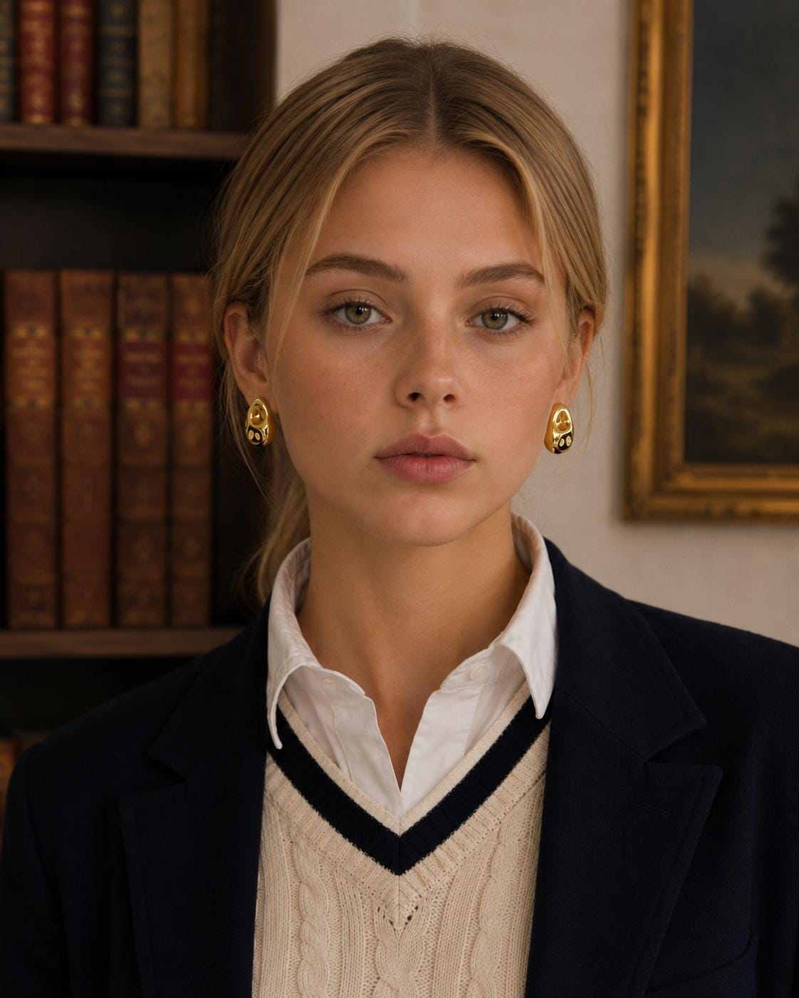 Molten Nugget Stud Earrings on model