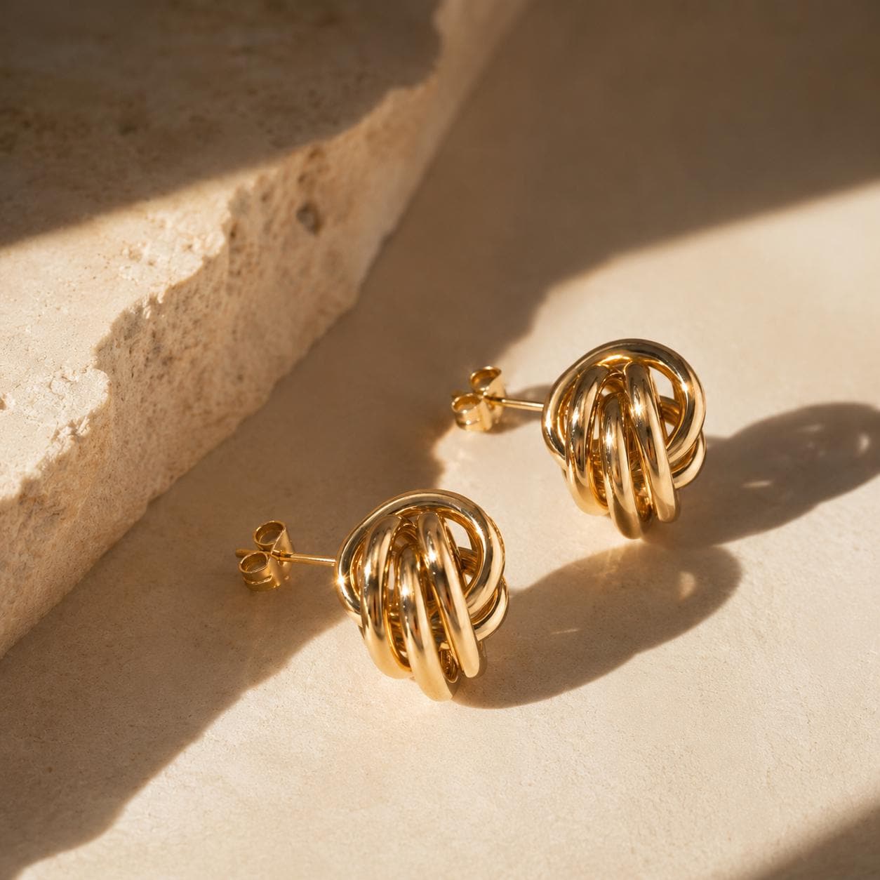 Personalized Twisted Knot Stud Earrings 18K Gold