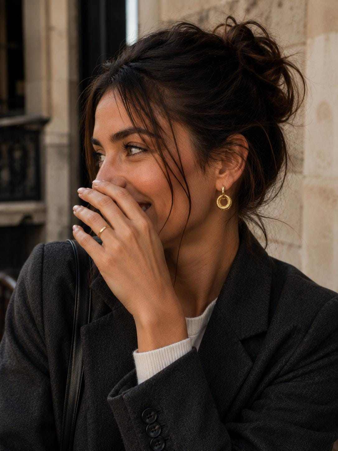 Ribbed Circle Drop Earrings angle