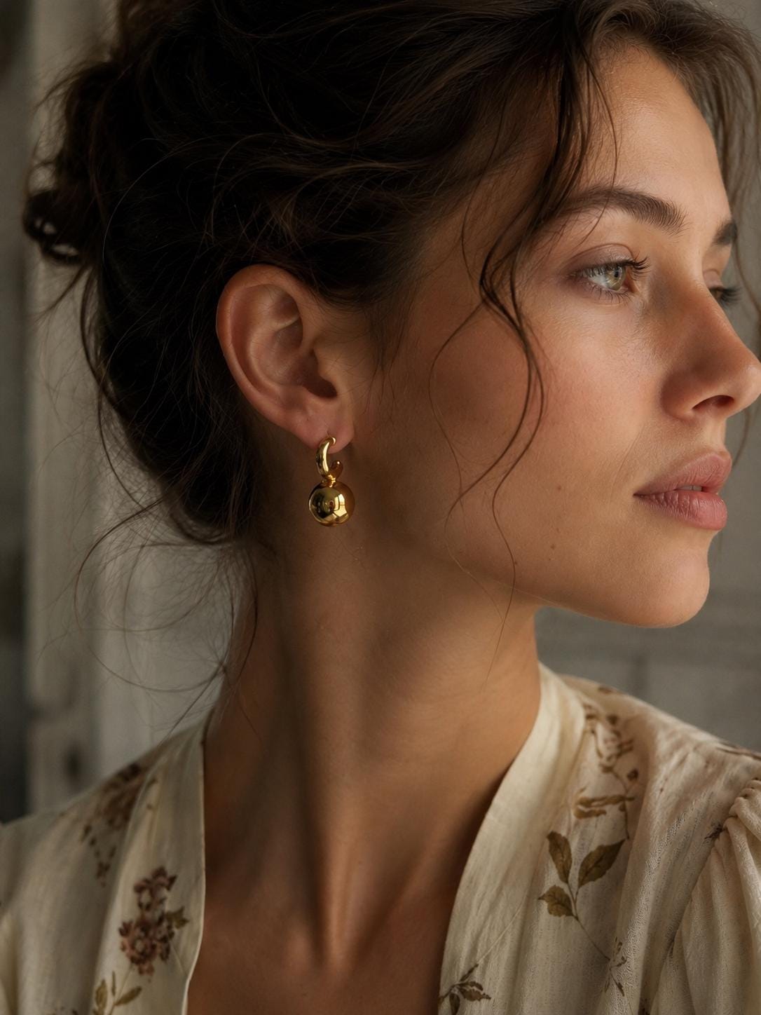 Ball Drop Hoop Earrings detail
