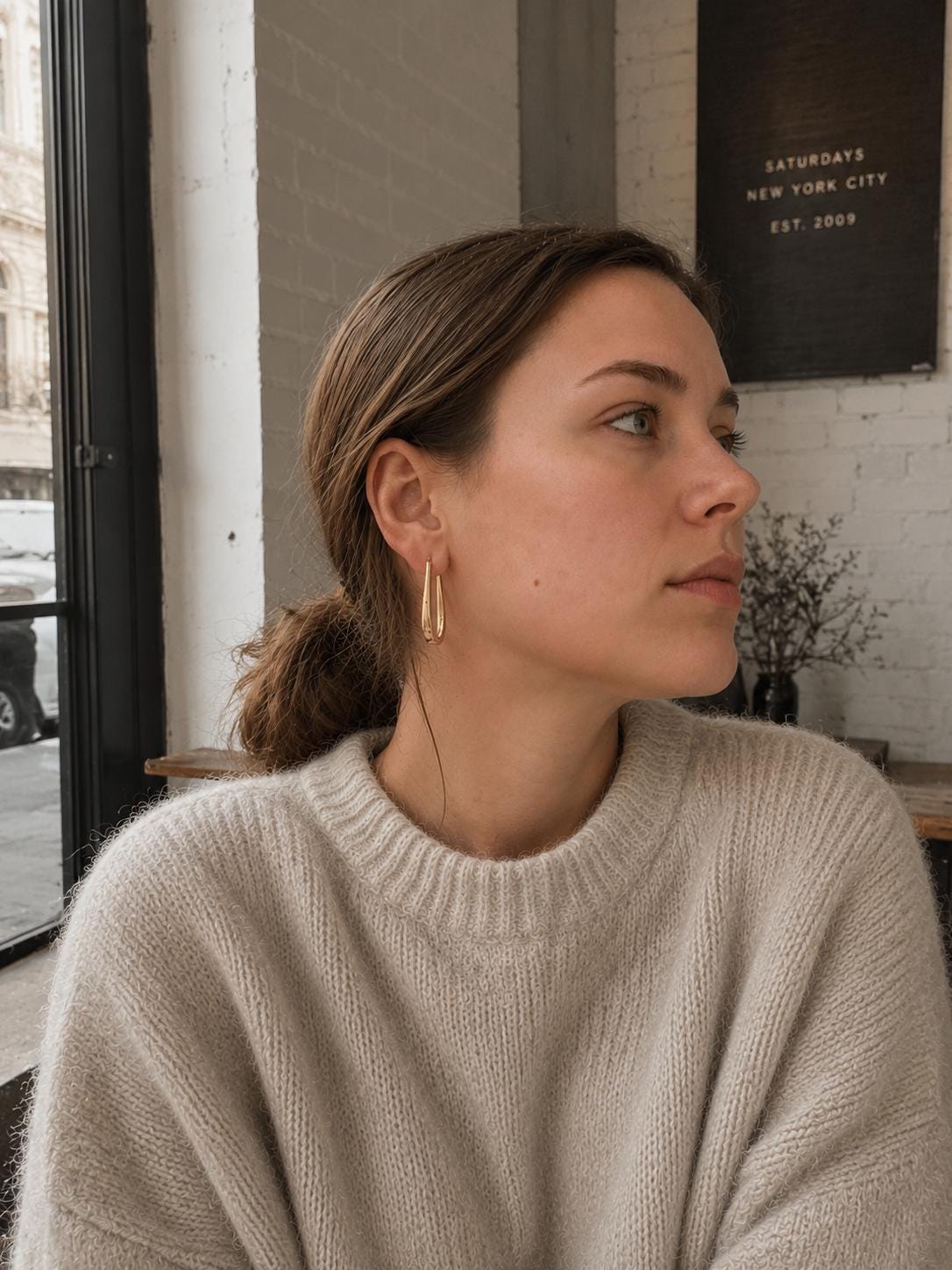Angular V Wire Hoop Earrings detail