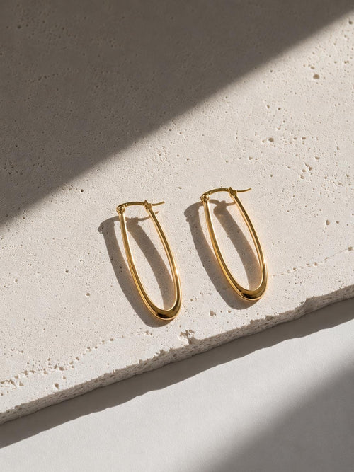 Personalized Angular V Wire Hoop Earrings 18K Gold