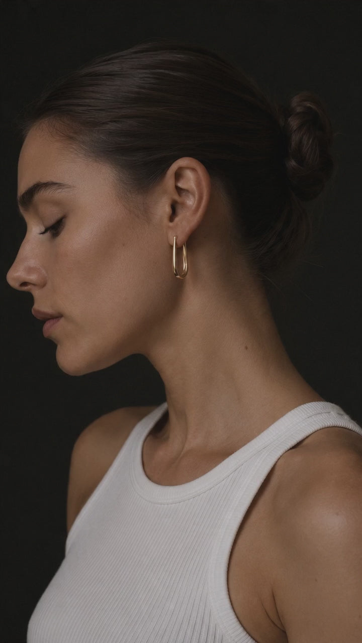 Personalized Angular V Wire Hoop Earrings 18K Gold video